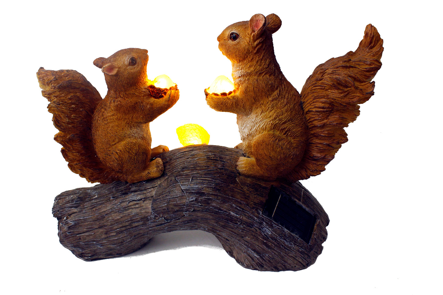 Solarlampe Eichhörnchen Pärchen auf Baumstamm Solarleuchte Tierfigur